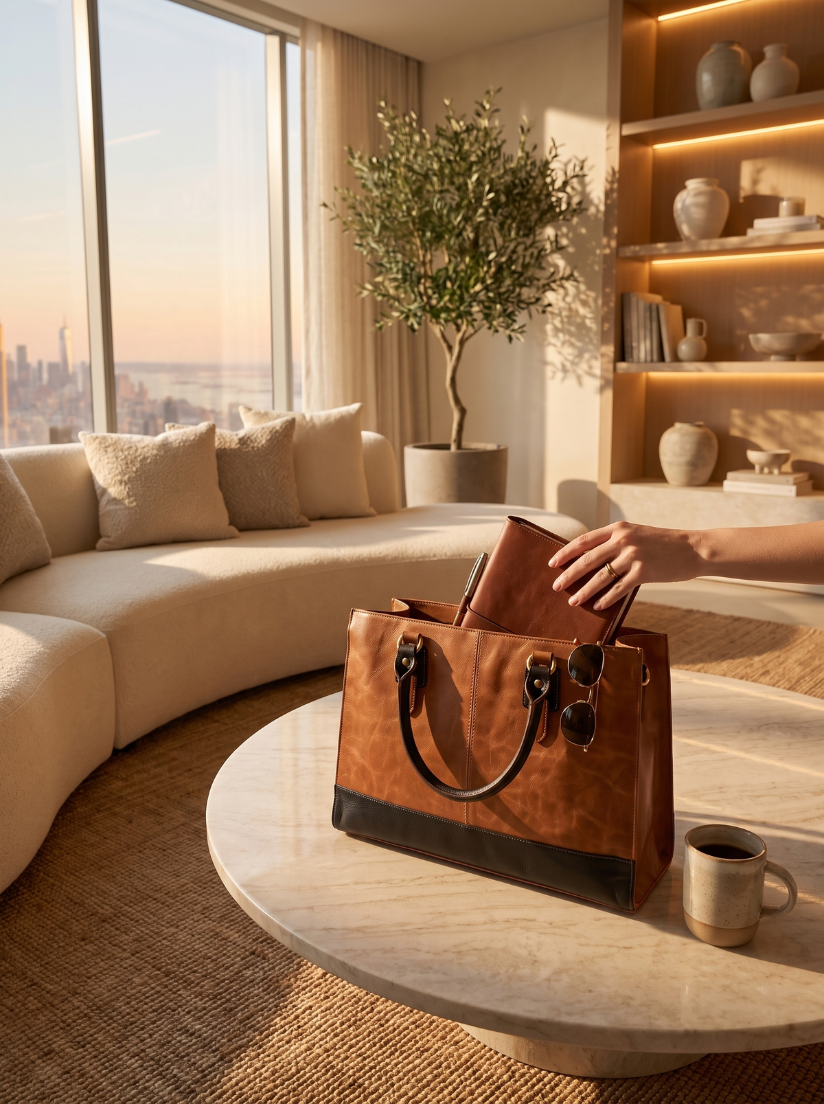 Copper Leather Laptop Bag 17 Inch