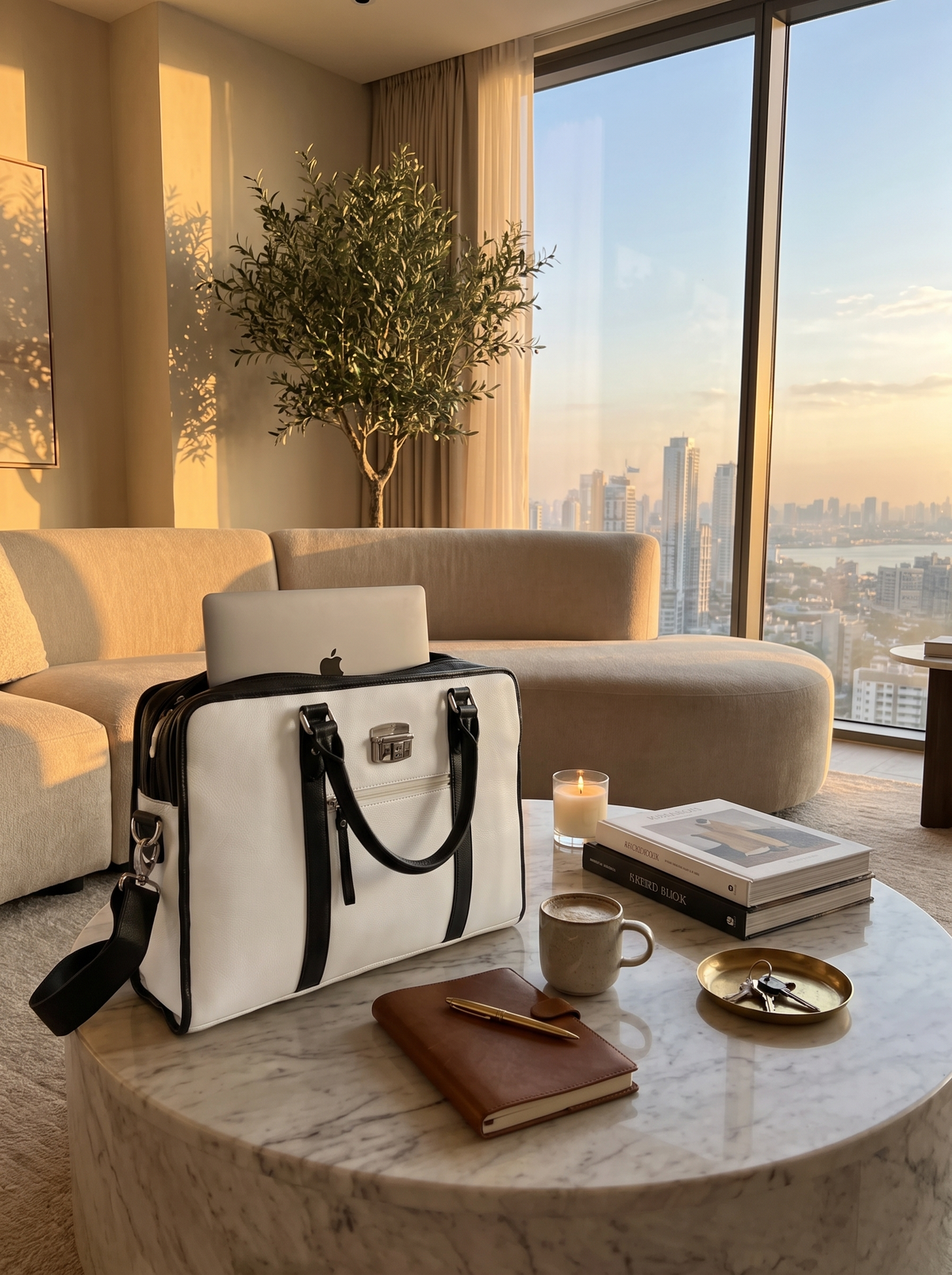 Envoy White Briefcase structured shape