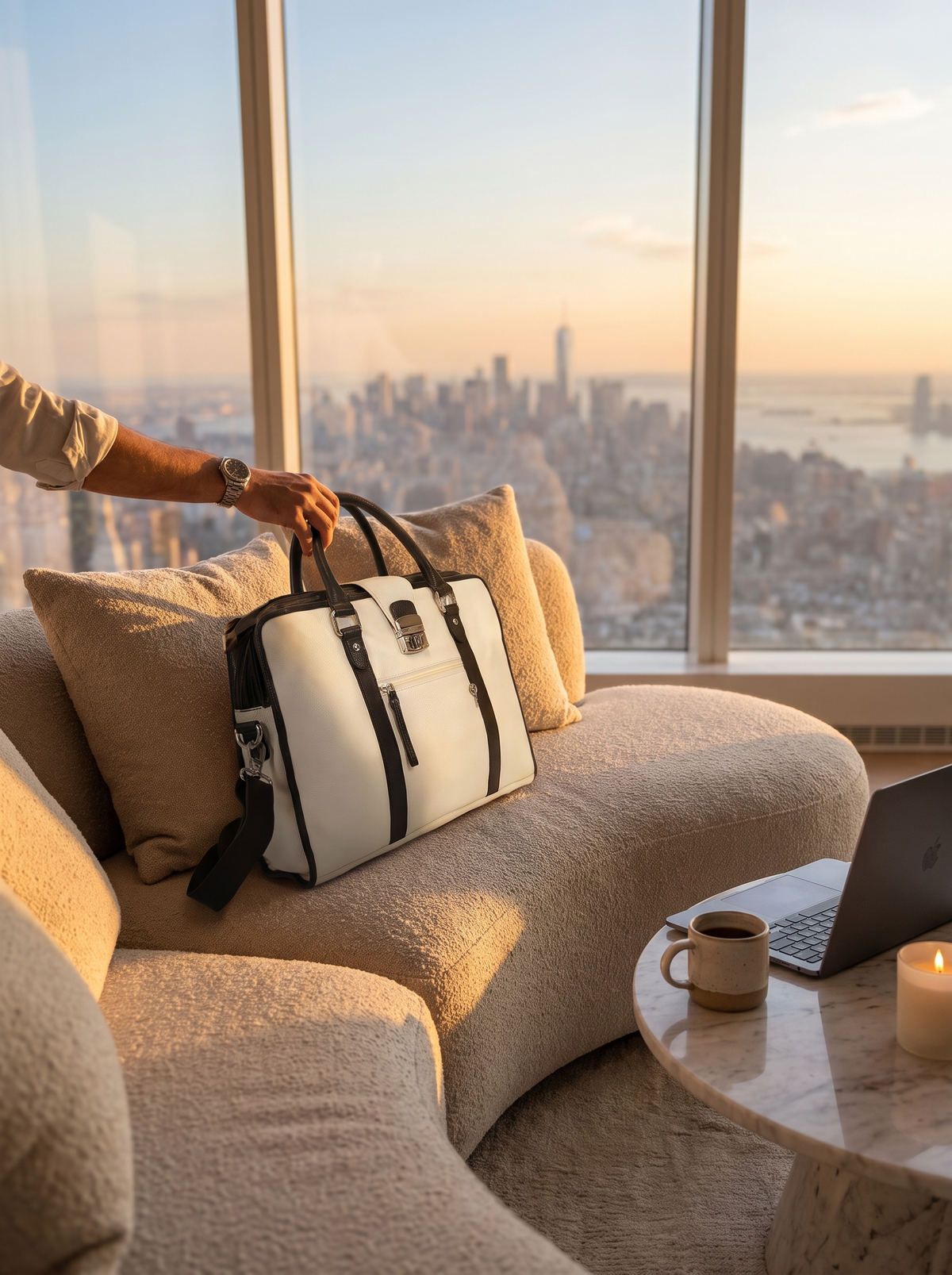 Envoy White Leather Briefcase
