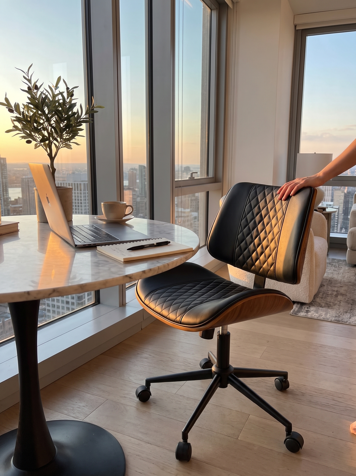 Armless swivel chair PU leather
