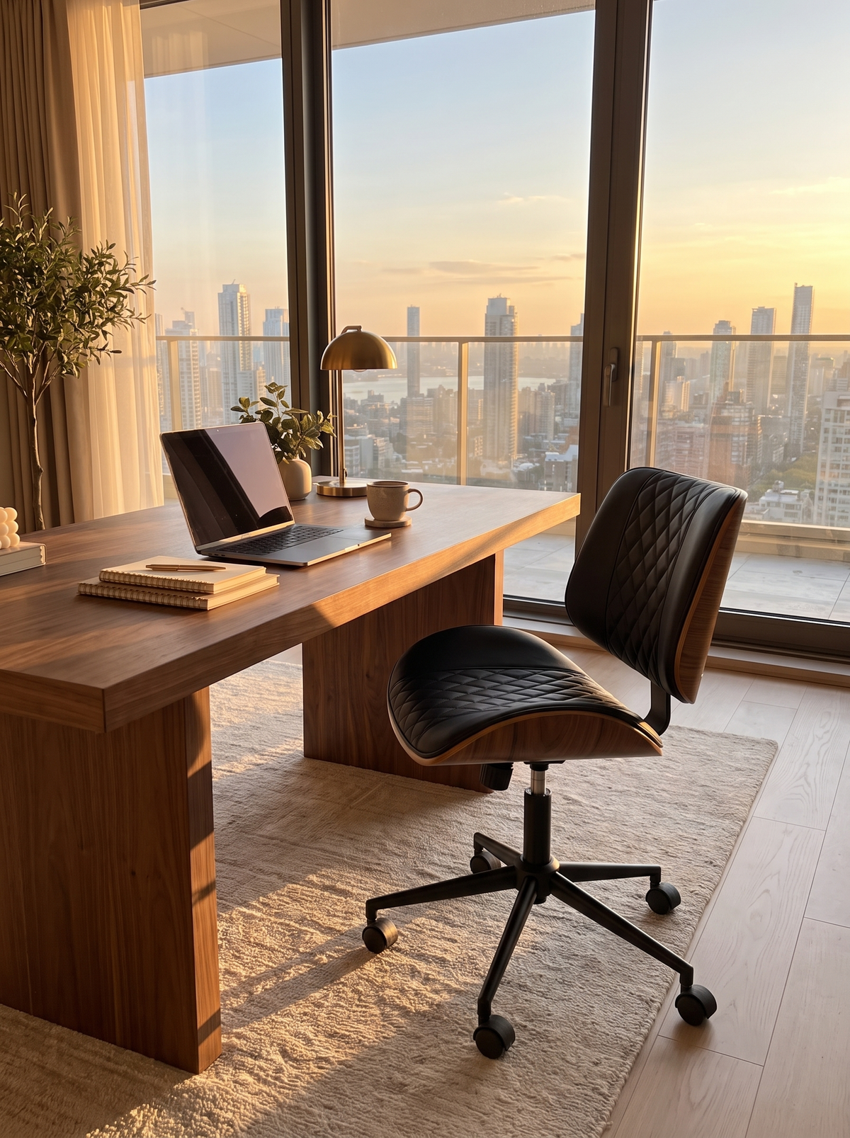 Armless swivel chair walnut accents