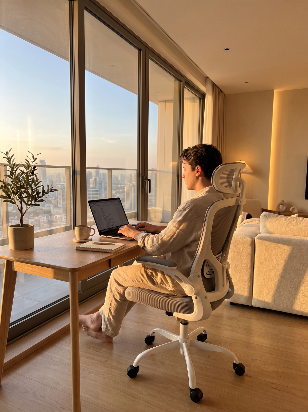 Ergonomic mesh chair in a workspace