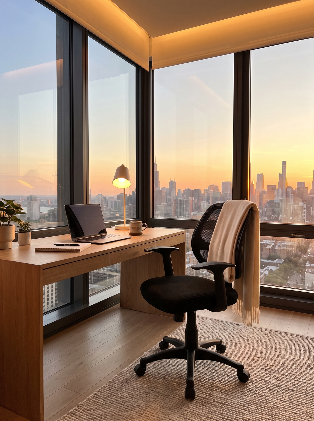 Black mesh chair in a home office