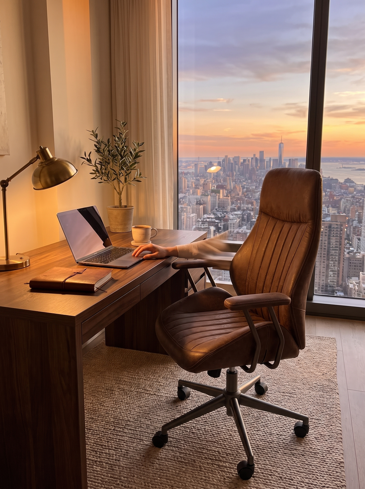 Dark brown mid century executive chair