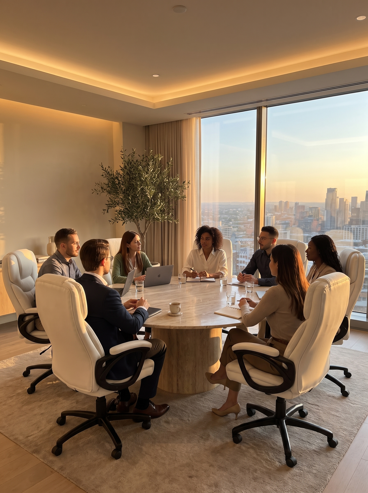 White executive chair in a meeting space