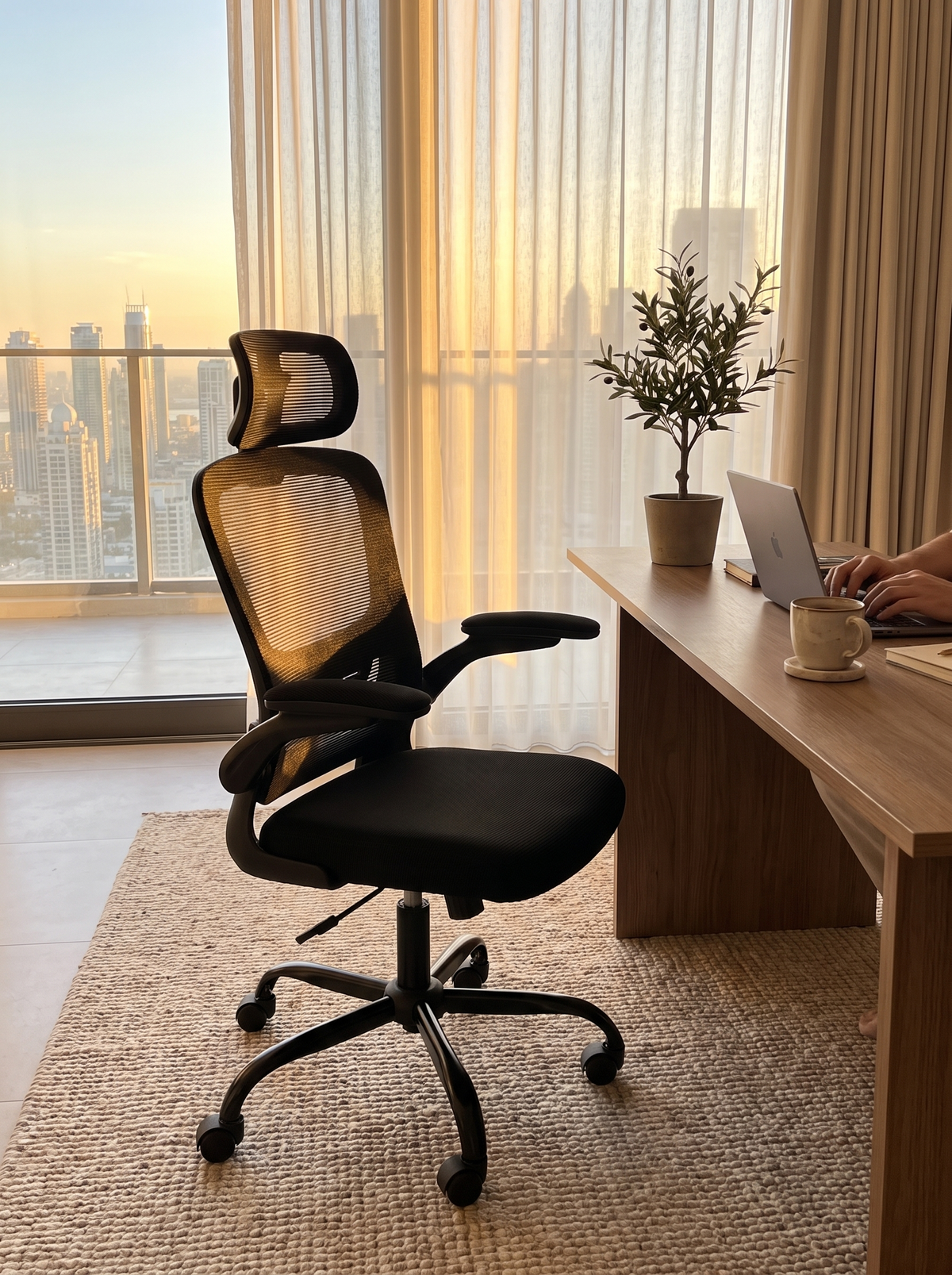 Black mesh chair breathable back