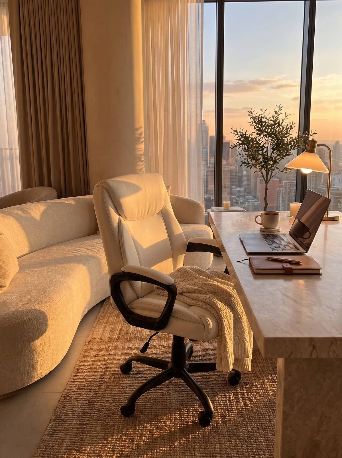 Cream padded office chair