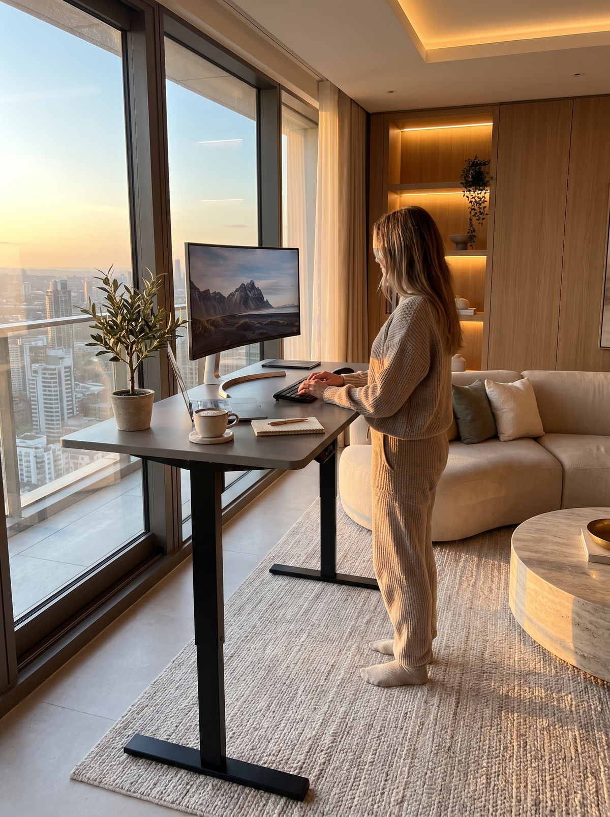Large standing desk sit to stand