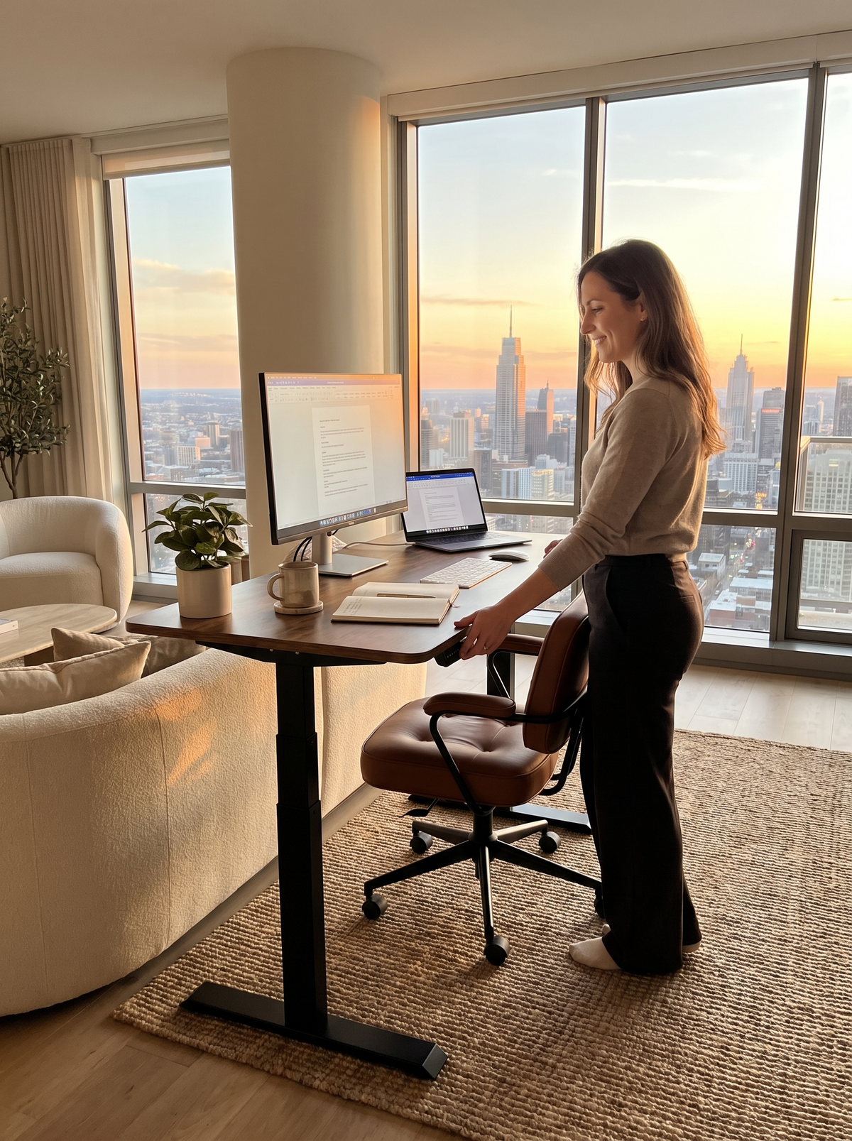 Standing desk smooth height adjustment
