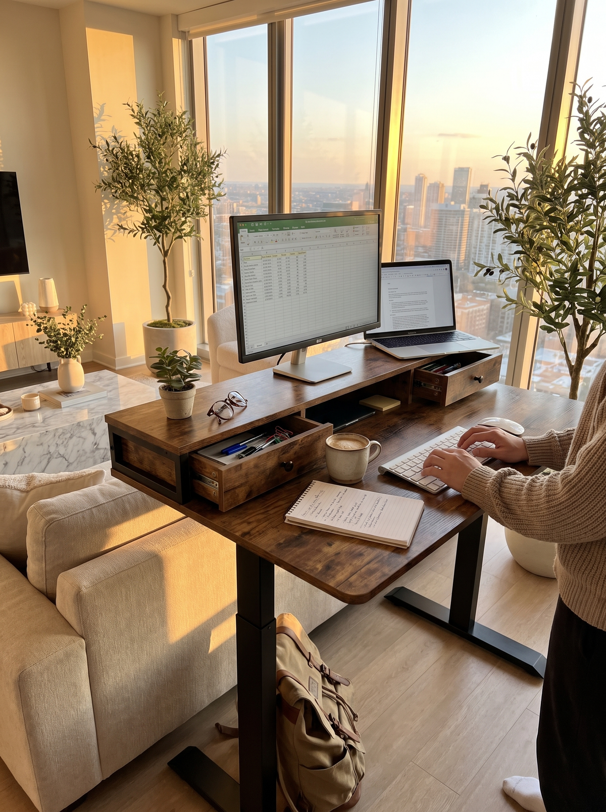 48x24 standing desk with drawers