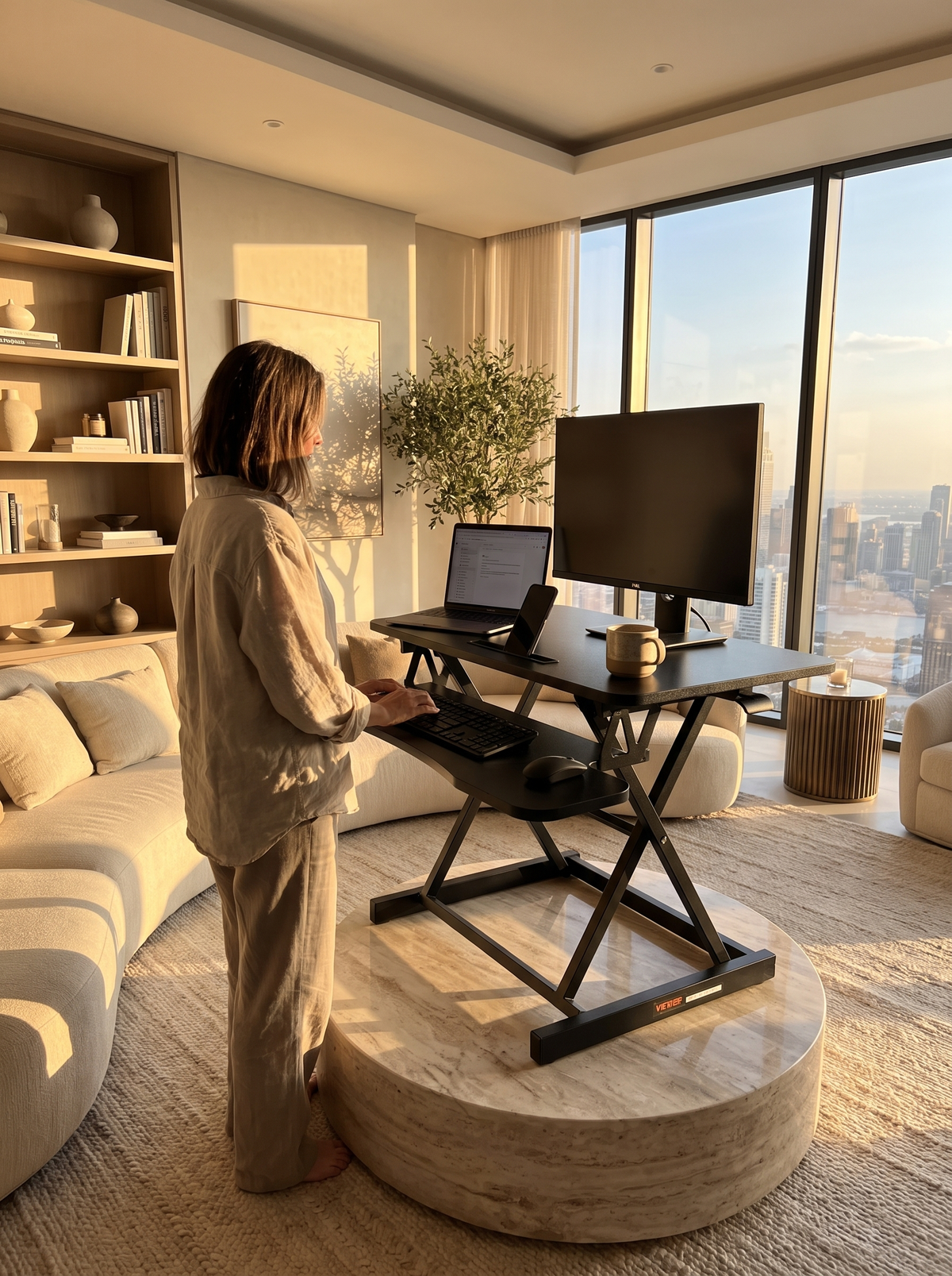 X frame standing desk converter lift