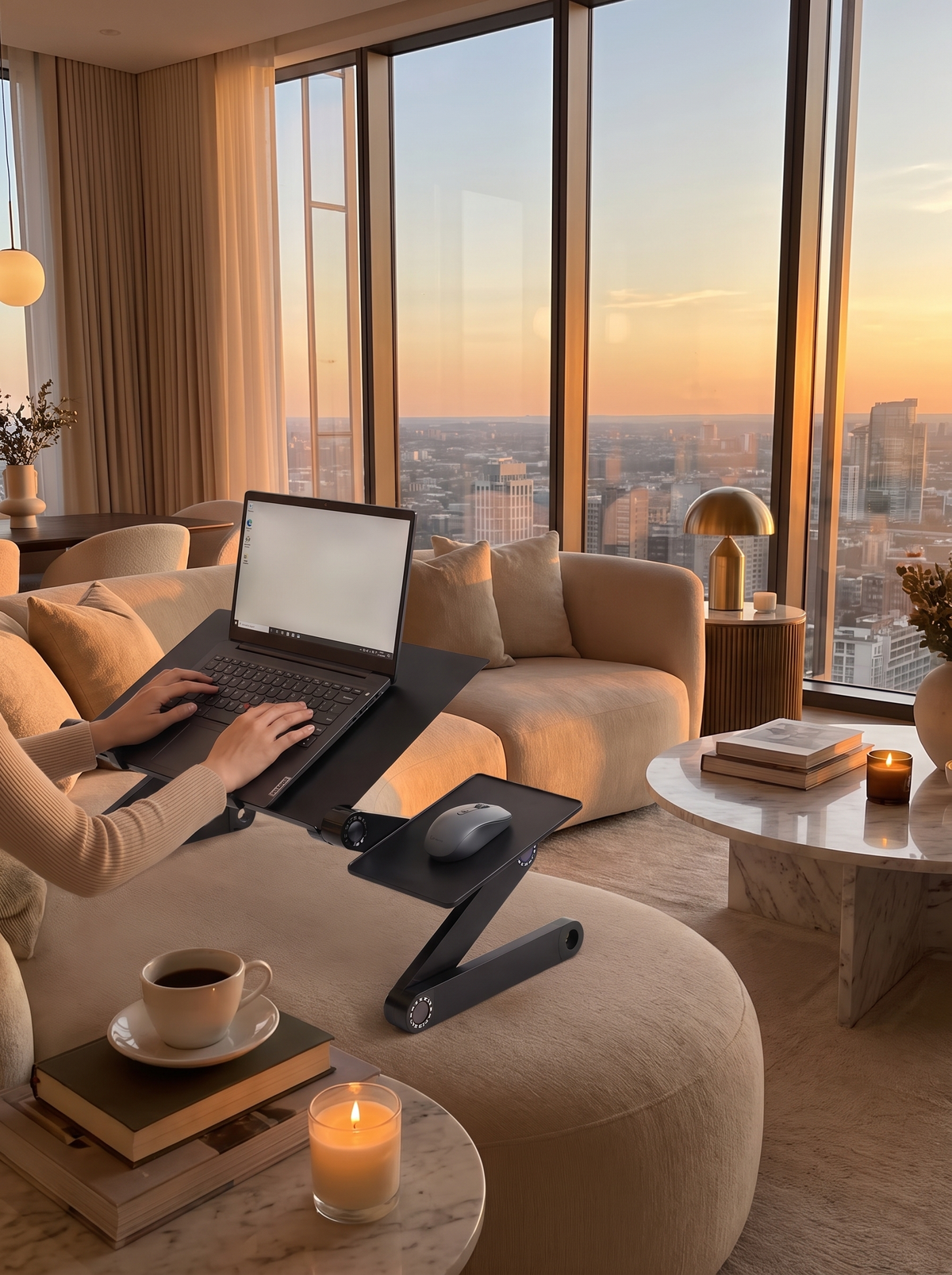 L1 Laptop stand used on a sofa