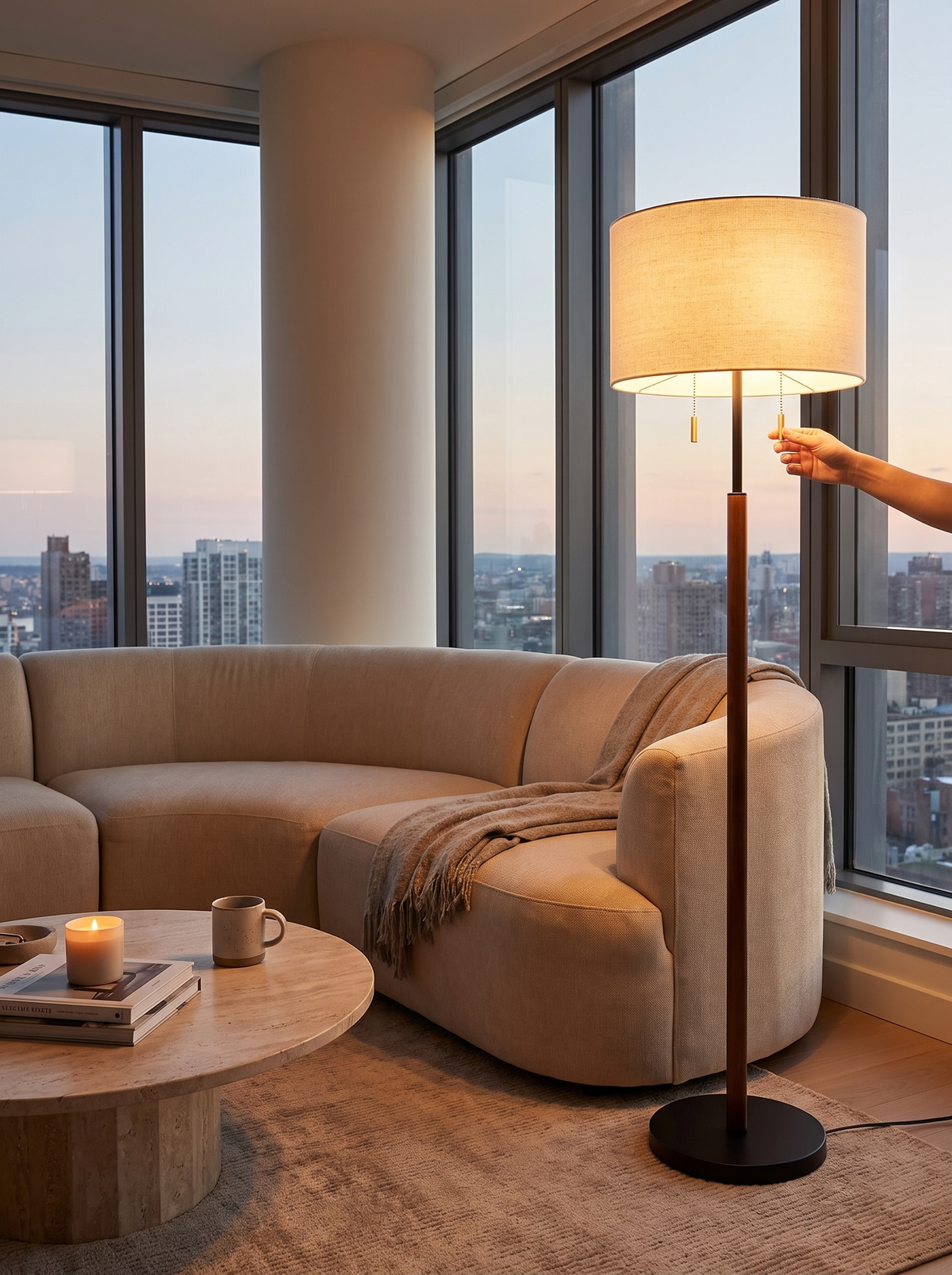 Ngomedzap linen floor lamp lifestyle 3