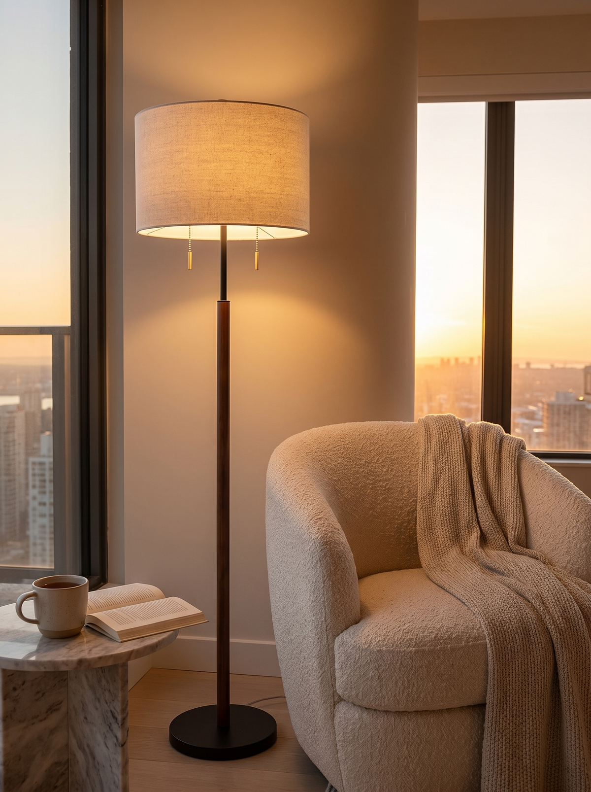 Ngomedzap linen floor lamp lifestyle 1