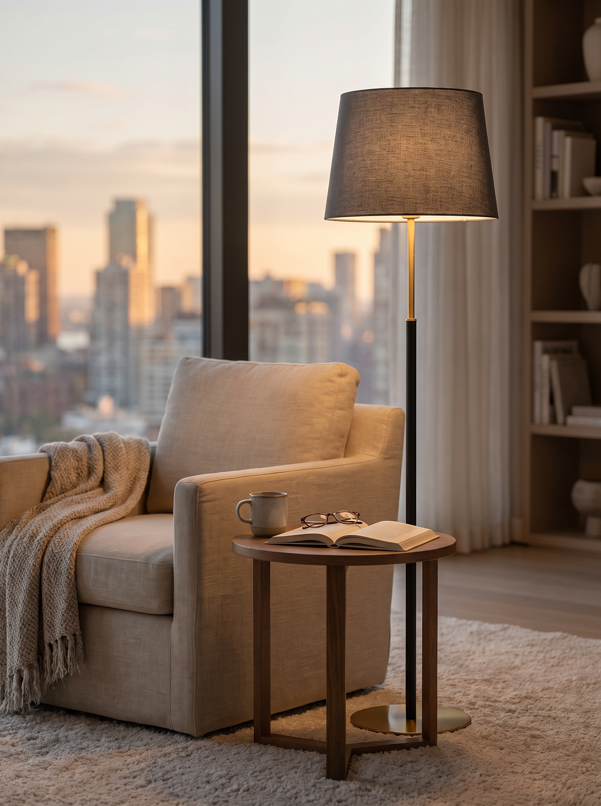 Pozzolengo linen floor lamp lifestyle 1