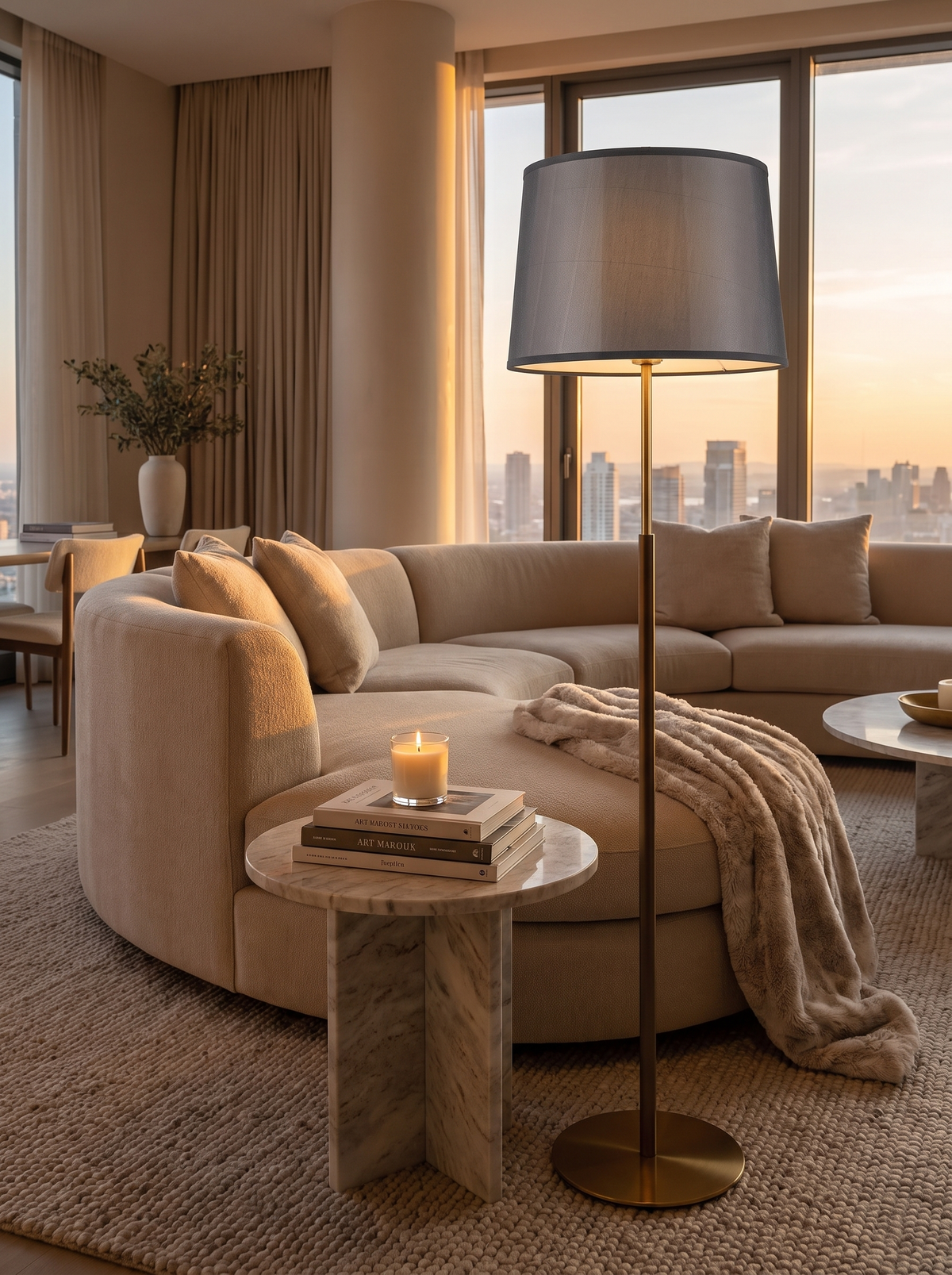 Pozzolengo linen floor lamp lifestyle 2