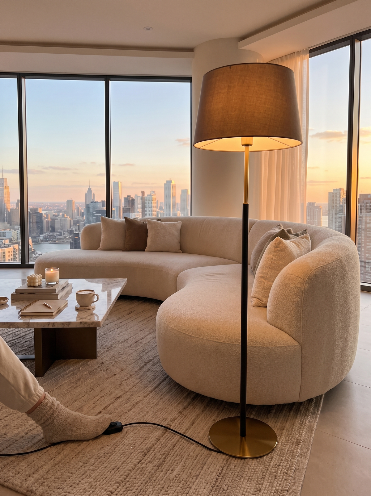 Pozzolengo linen floor lamp lifestyle 3