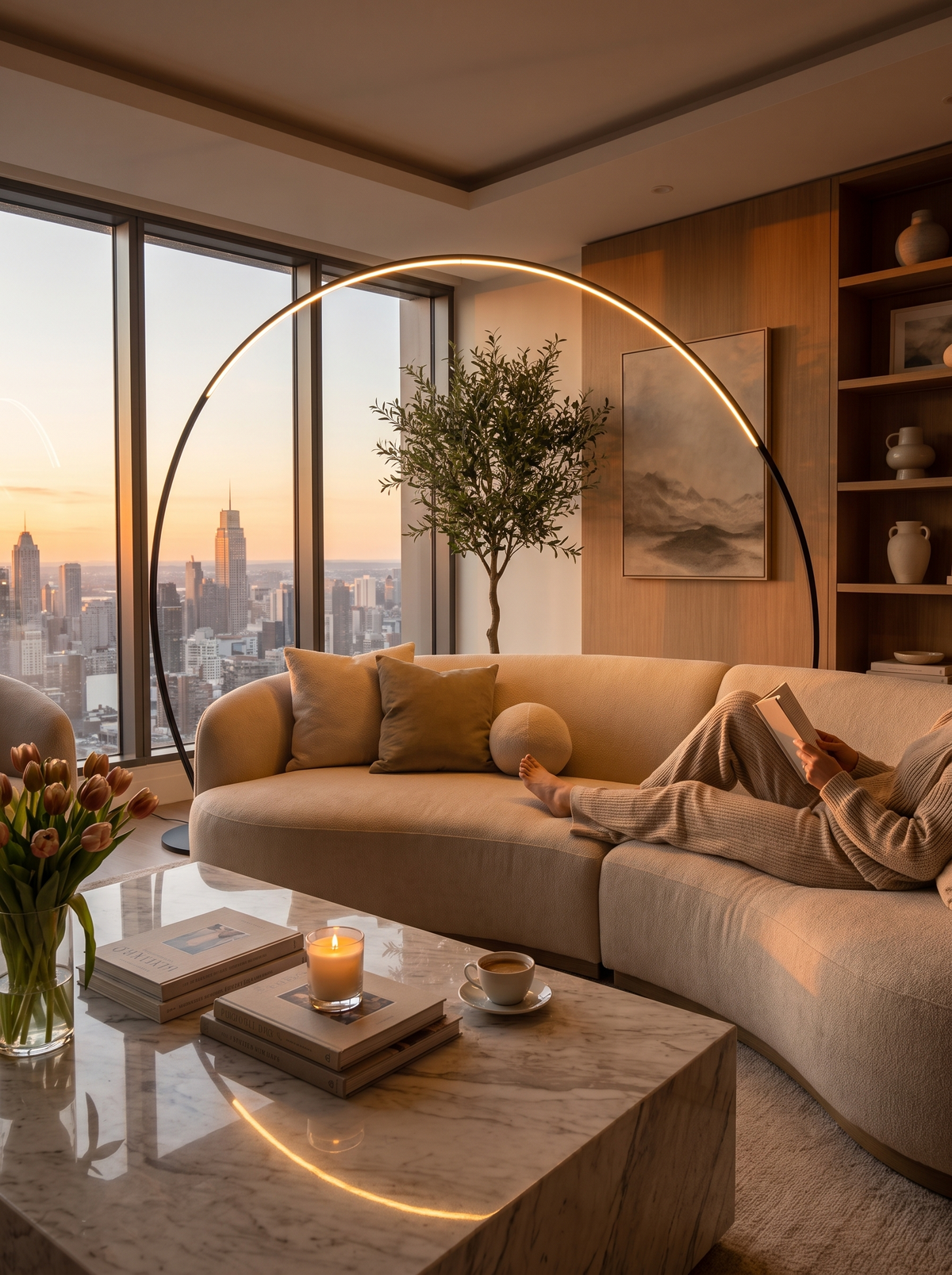 RGBW curved floor lamp lifestyle 1
