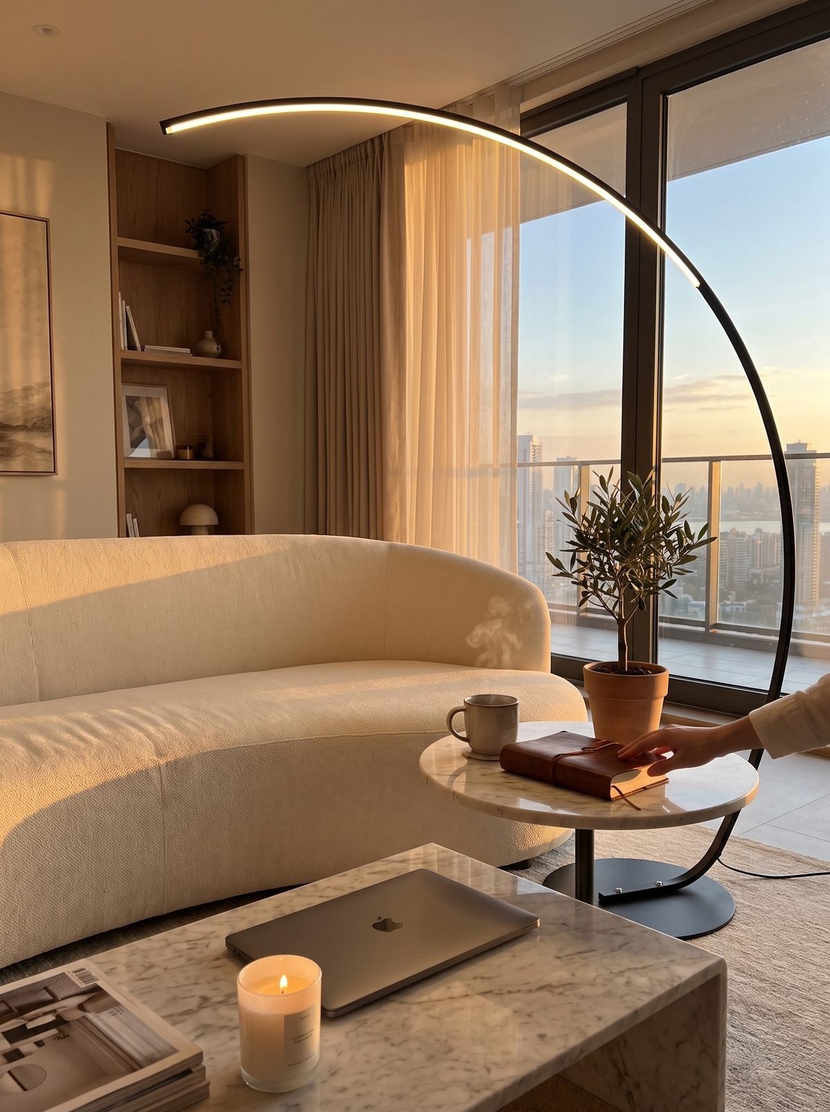 RGBW curved floor lamp lifestyle 2