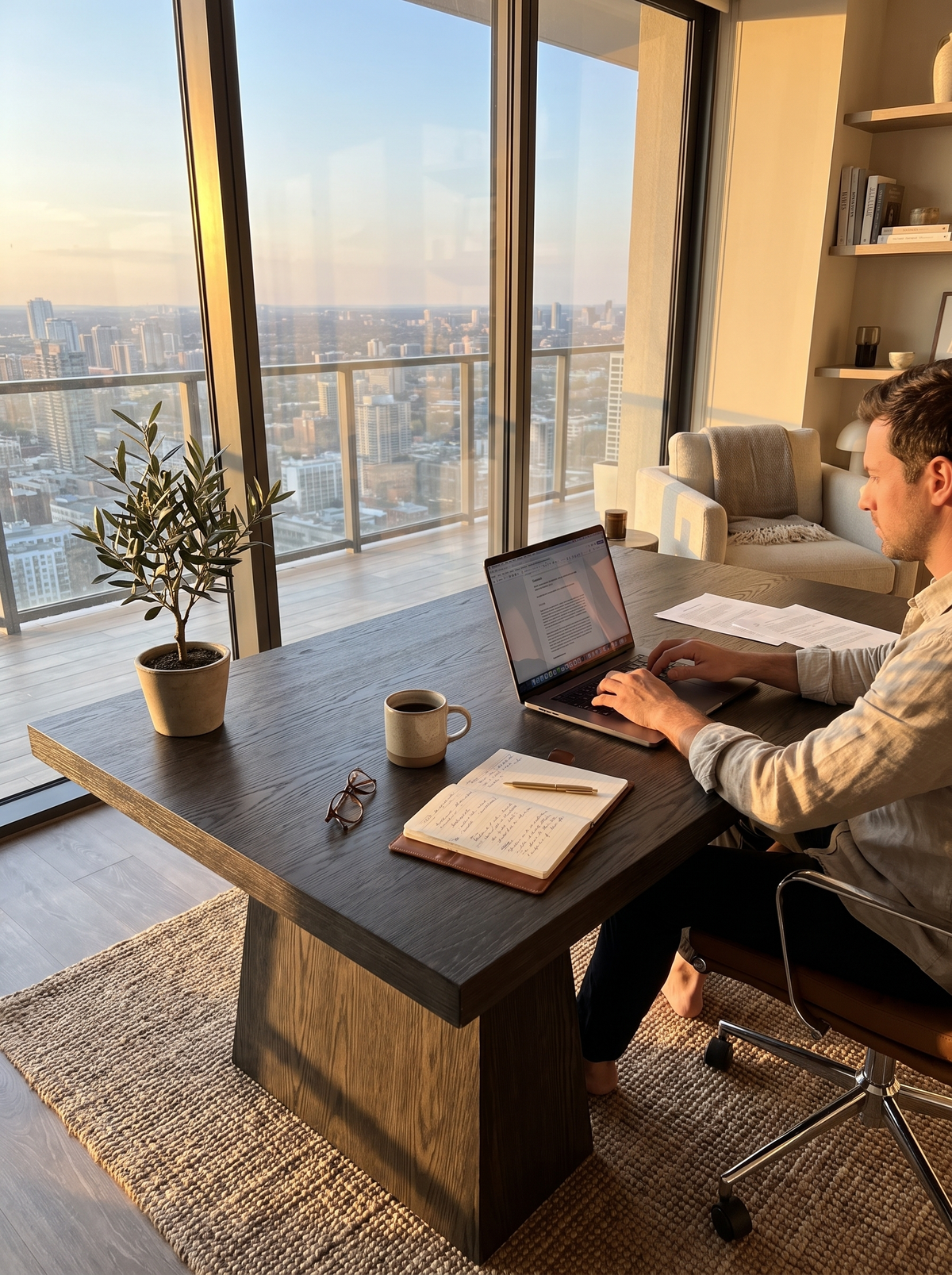 Black wood computer desk lifestyle 3