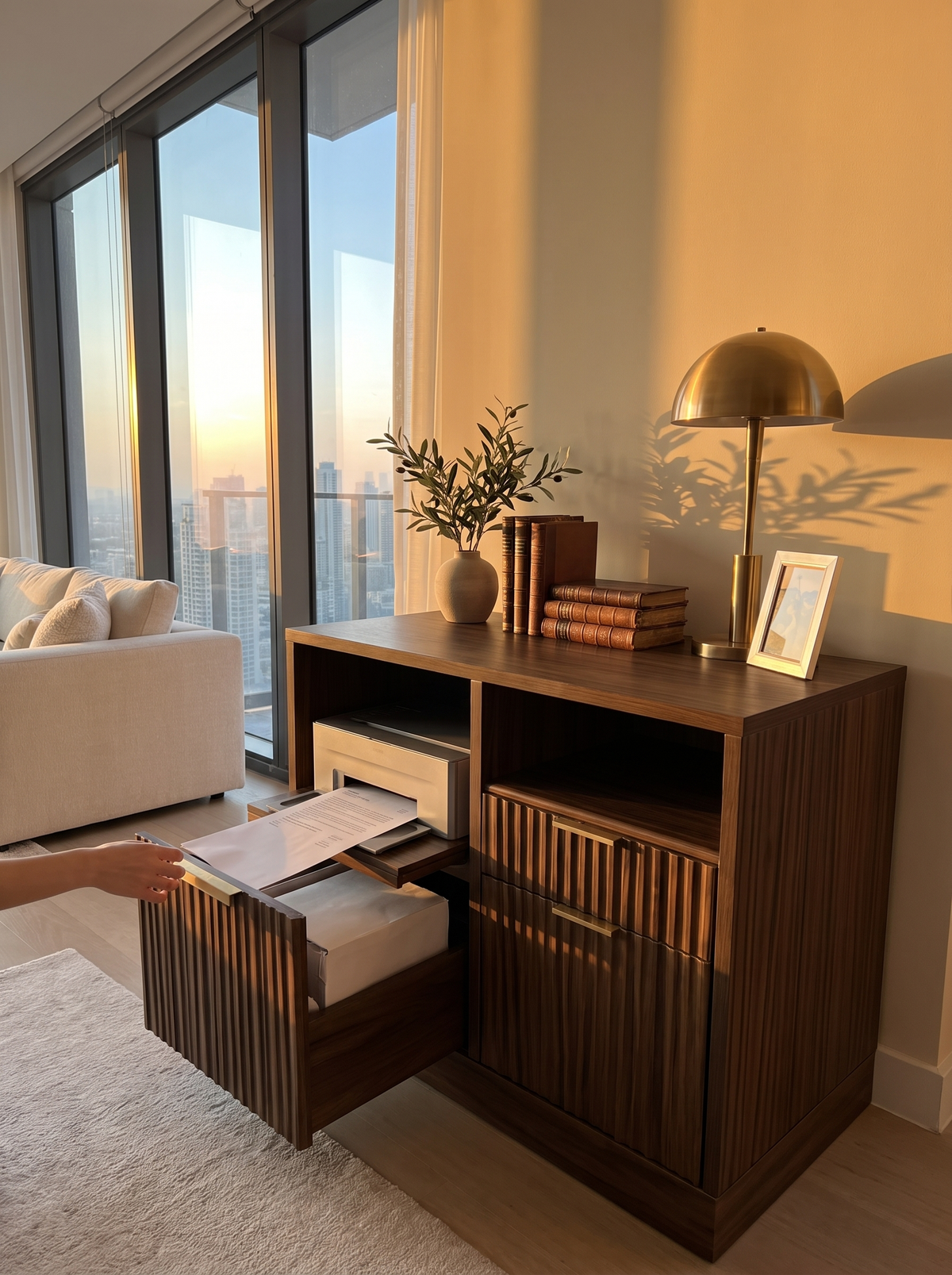 Walnut lateral cabinet lifestyle 1