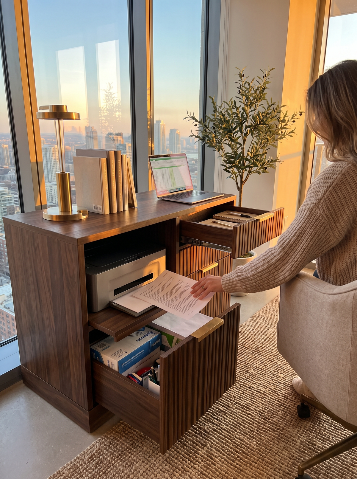 Walnut lateral cabinet lifestyle 2