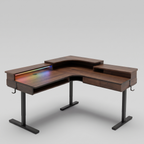 Dark walnut 60 inch electric standing desk, studio product shot