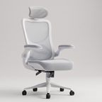Ergonomic mesh office chair with headrest, studio product shot