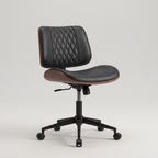 Armless PU leather swivel desk chair, studio product shot