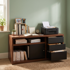 60 inch filing cabinet with adjustable shelf storage in a home office