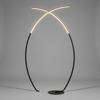 Curved LED floor lamp, studio product shot