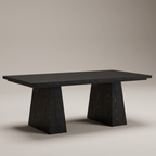 Black dual-pedestal computer desk, studio product shot