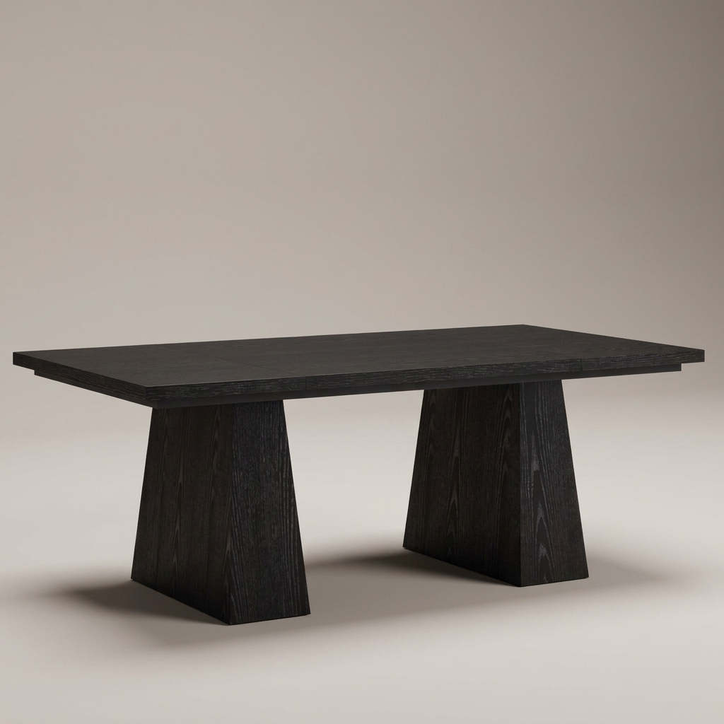 Black dual-pedestal computer desk, studio product shot