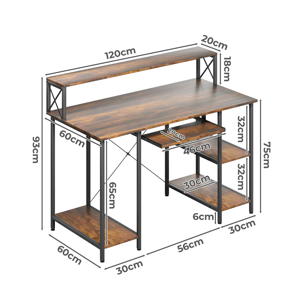Levede Office Gaming Computer Desk Brown-1
