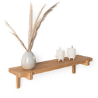 Pair of oak floating wall shelves with holders