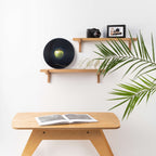 Pair of oak floating wall shelves with holders